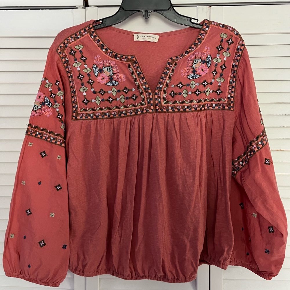 Lucky Brand Embellished Blouse NWOT